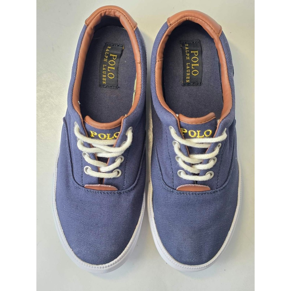 POLO Ralph Lauren Vaughn Women's Sneakers Size 5 EU 37 Navy Blue Canvas Shoes - Picture 7 of 12